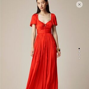 NWT J. Crew Collection flutter-sleeve maxi dress in luster georgette Sz 4 Red